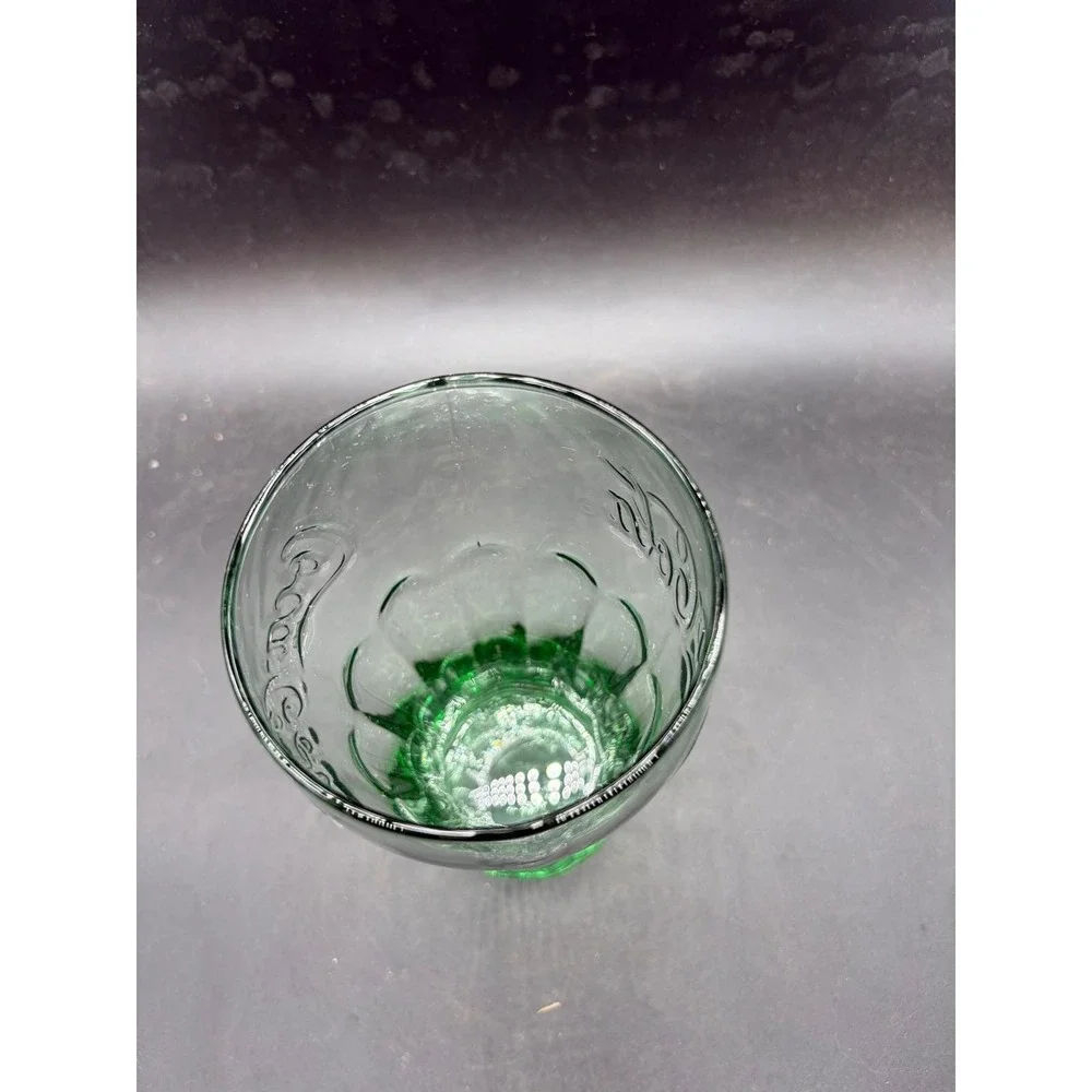 Vintage Coca-Cola Green Glass Tumbler Embossed Logo 16oz Georgia Green 6 inch